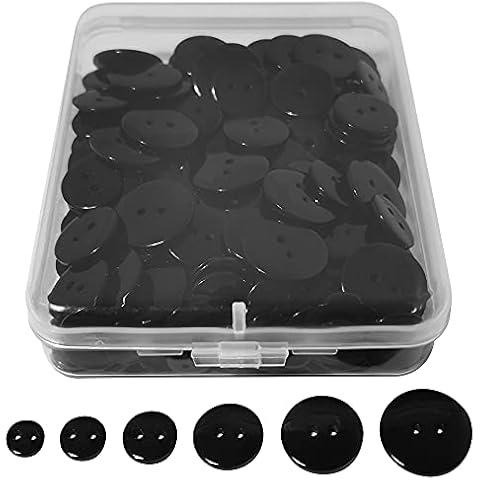 500 Pcs Black Buttons with Storage Box 9mm, 10mm, 11mm,15mm, 18mm and 20mm Smooth and Round Buttons -Ideal for Sewing, Crafting, DIY Cards and Ornaments Cover