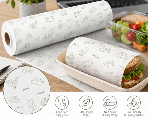 Image of Softouch Food Wrapping Paper 100 Meter- Butter Paper Roll, Greaseproof & Microwave Safe, Roti Wrapping Sheets for Kitchen Use, Ideal for Baking, Packing, and Serving