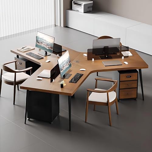Guddorfiss Irregular Computer Desk for 3 People (Light Luxury High-End