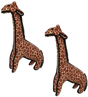 TUFFY - World's Tuffest Soft Dog Toy - Zoo Giraffe - Multiple Layers. Made Durable, Strong & Tough. Interactive Play (Tug, Toss & Fetch). Machine Washable & Floats. (Regular 2 Pack)