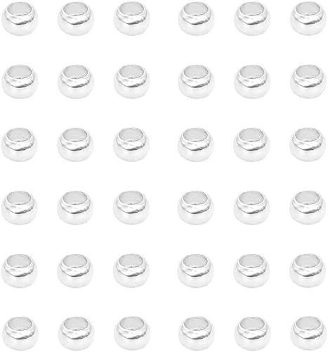 Adabele - 200 piezas de plata esterlina 925 auténtica de 0.079 pulgadas (0.079 pulgadas) pequeñas redondas redondas sueltas (agujero - 0.043 in0.04