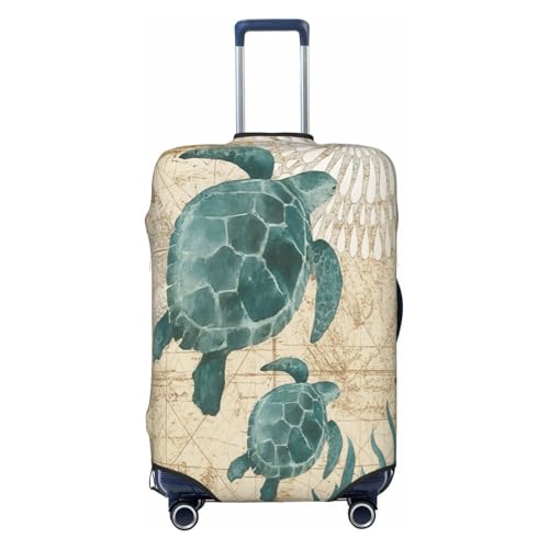 Sea Turtle Starfish Ocean Life Art Luggage Cover Protector Elastic Washable Anti-Scratch Suitcase Covers With Concealed Zipper For 18-32 Inch Luggage Small