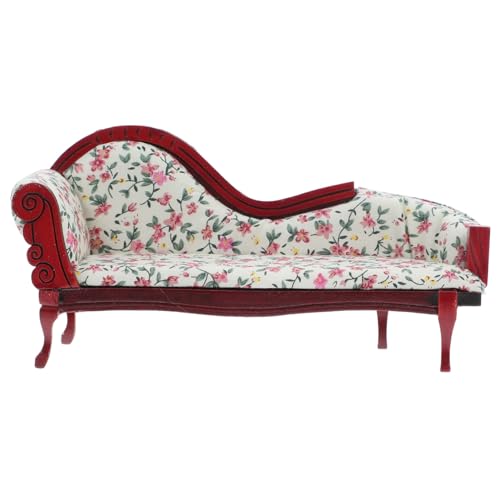 HAPINARY Miniatyr Settee Vintage Europisk Stil Dockhus Möbel Tillbehör för Dockhus Vardagsrum Samlare DIY Hantverk