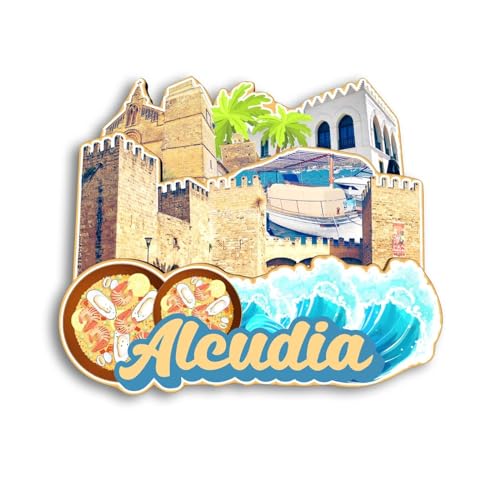 Quwsne Imán para nevera, Alcudia, España, imán para nevera, recuerdos de viaje de ciudad, regalos turísticos, monumentos clásicos 3D, hechos a mano, decoración del hogar - 1051