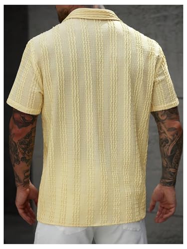 Men's Button Down Shirts Short Sleeve Textured Collared Casual Shirts Vacation Beach Tops2