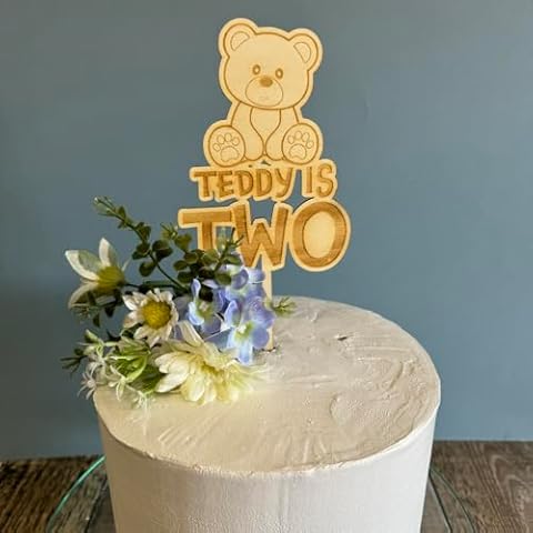 Personalised Wooden Teddy Bear Cake Topper Cover
