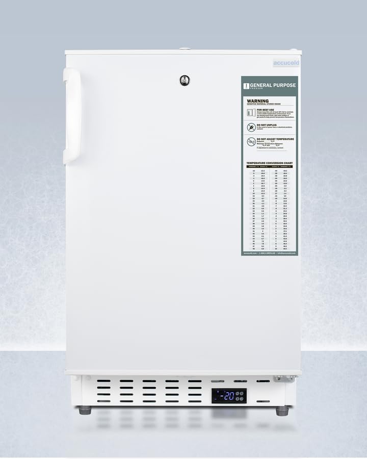 Accucold 20” Freezer, 2.47 cu.ft. Capacity, Undercounter, Built-in, Breakroom, ADA Compliant, -25°C Storage, White - ADA305AFLHD (Left Handed Door Swing) on Fridge.com