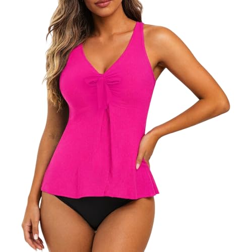 Tankini femme 2 pièces sculptant à jupette et short taille haute imprimé