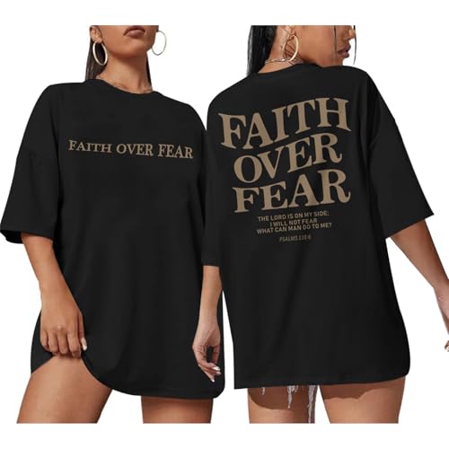 Sulayesh Womens Faith Over Fear Shirts Christian Jesus God Religious