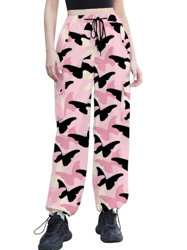 Image of Cromoncent Cargo Pants Girls & Women Parachute Pants Y2K Baggy Rave Clothes Waterproof with Pockets