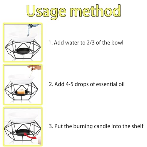 Wax Burner, Aromatic Oil Burner, Essence Oil Burner, Geometric Ceramic Essential Oil Candle Holder,Wax Melt Burner Warmer,Melter Fragrance Home Office Decoration For Creating Calming Ambiance To Home - Image 5