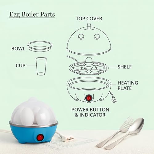 Image of Electric Egg Boiler | 3 Boiling Modes | Automatic Operation | Overheat Protection |75ml | Plastic | 7 Egg Poacher For Steaming, Cooking, Boiling And Frying, (350 Watts) (Multicolor)