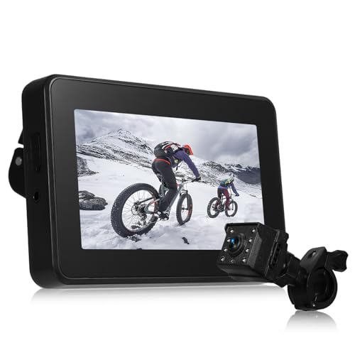 Shkalacar Telecamera Posteriore per Bicicletta 1080P con Monitor da 4,3'', Visione Notturna a 8 LED, Ampio Angolo di visuale di 150°, Staffa Girevole, Compatibile con Mountain Bike, Bici da Strada