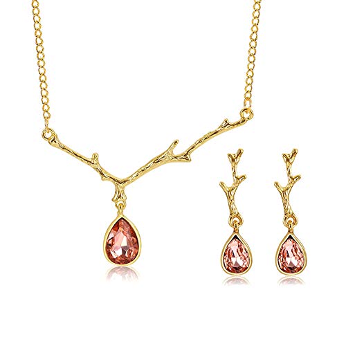 Preisvergleich Produktbild Gespout Halskette Ohrringe Set Retro Rosa Anhänger Clavicule Halskette Kreative Schmuck Brautschmuck Geburtstag Valentinstag Geschenk Hochzeit