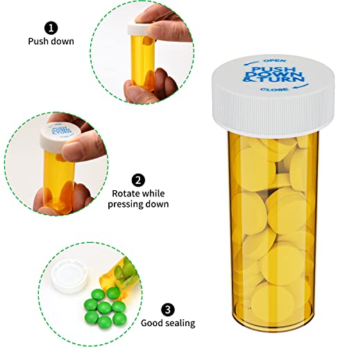 Image of Empty Plastic Medicine Pill Bottles with Child Resistant Caps, 6 Dram Small Prescription Medicine Containers Travel Pill Vials Clear Pill Case Organizers (60 Pack)