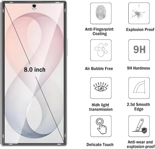 Image of Uyiton Compatible with Samsung Galaxy Z Fold 8 Ultra Tempered Glass Screen Protector (Pack of 2) | 9H Hardness, HD Clear, Scratch Resistant, Bubble-Free, Easy Installation Kit