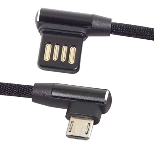 CY Micro USB 5Pin to Left Right Angled 90 Degree USB 2.0 Data Cable with Sleeve for Tablet Phone 15cm, Black - Image 4