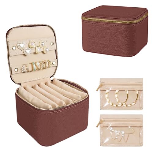 WOOMADA Travel Jewelry Case, Portable Jewelry Box with 6 Velvet