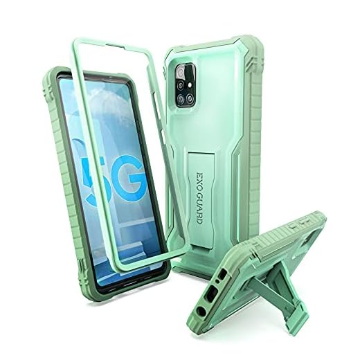 ExoGuard Samsung Galaxy A51 5G Case, Rubber Shockproof Full-Body Cover Case Built-in Screen Protector with Kickstand for Samsung A51 5G Phone 2020, NOT Fit A51 2019 or A51 5G UW (Green)