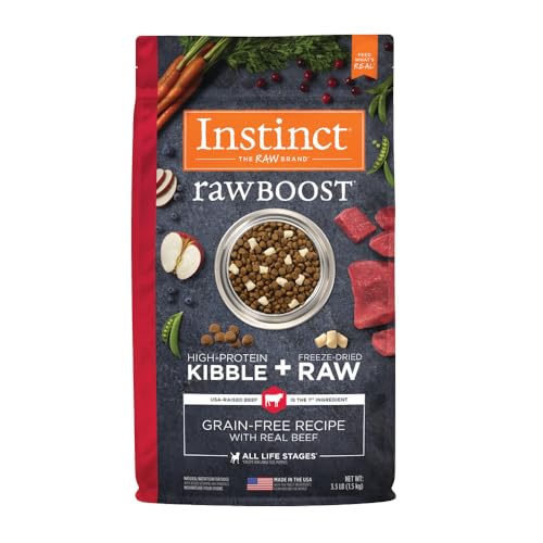 Instinct Raw Boost, Natural Dry Dog Food with Freeze Dried Pieces, High Protein, Grain Free Recipe - Real Beef, 3.5 lb. Bag