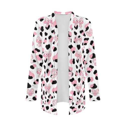Image of Forchrinse Red Ladybug Cardigan for Women Causal Long Sleeve Open Front Cardigans Sweater Fashion 2024 Fall Coat with Pockets