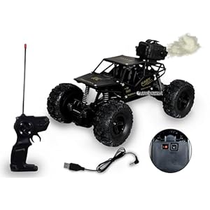 TEC TAVAKKAL Remote Control Rock Crawler Mist Smoke Spray Function, High Speed 1:18 RC Car Toys for Boys 2WD Off Road Vehicle Toy Cars for Kids Monster Truck Rock Climbing Car Toy for Kids Black