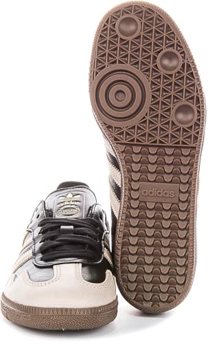 Image of adidas Originals Samba OG Women's Sneakers, Core Black /Wonder Beige /Gold Metallic, Size 7.5
