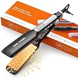 Faszin Professionelle Glätteisen, 42mm Breite Titanplatten mit Negativer Ionenfunktion, 30s Schnelles Aufheizen, Echtzeitanzeige der Temperatur, 11 Einstellbare Temperaturstufen (130-230℃) - Schwarz