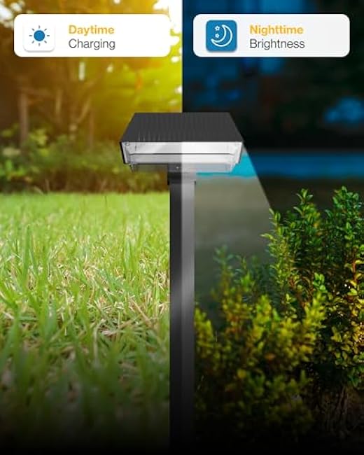 Sunco 6 Pack 2W Solar Sidewalk Dusk to Dawn Outdoor Backyard Walkway Garden Driveway Landscape Waterproof Patio Yard Lawn Super Bright Path Lights, 100 Lumens, 3CCT 3000K/5000K/7000K, Non-Dimmable.
