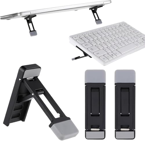 Image of Zolventiq 2 Pcs Portable Keyboard Riser, Three Tilt Angle Adjustable Foldable Invisible Laptop Riser, Zinc Alloy Mini Laptop Stand, Self-Adhesive Computer Keyboard Stand for Most Keyboards (Black)
