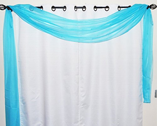 GorgeousHomeDifferent Colors 1 Elegant Scarf Valance Swag Voile Sheer Curtain Window Topper Dressing 216  inch long (Aqua blue)