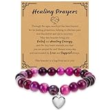 Aelciyue Inspirational Gifts for Women - Valentines Mothers Day Birthday Christmas Patient Access Week Purple Healing Crystal Beaded Pancreatic Cancer Bracelets for Women