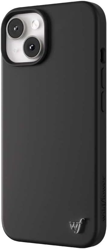 Wildflower Cases - Compatible with iPhone 13/14 | Protective Bumper, 6.5ft Drop Test Certified, Women Owned Small Business | Solid Black - Silicone Simple Magnet Cute Trendy | Black Magsafe