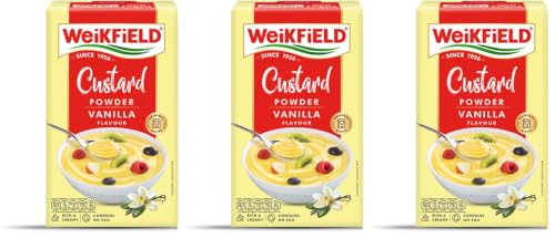 Image of Weikfield Custard Powder 500g Pack | Vanilla Flavor | Makes Smooth & Creamy Custard | Contains Quality Ingredients | Best For Fruit Salads & Puddings | 100% Vegetarian (Pack of 3)