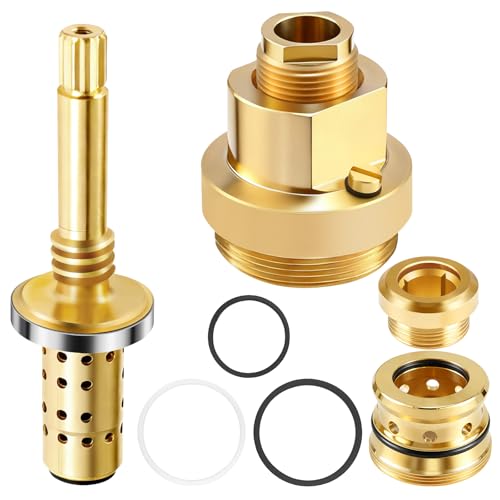 1 Set Shower Valve Rebuild Kit TA-10 Flow Control Spindle & TA-4 Hot and Cold Seats & T-12A Cap Part Compatible with Symmons Temptro Shower Valves Fix Tub/Shower Valve Leak Brass