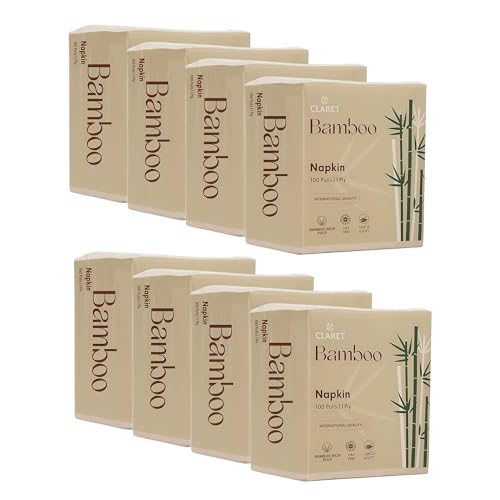 Image of Claret Bamboo Napkin | 1-Ply | 100 Pulls | Bamboo Rich Pulp | OBA Free | Gentle & Soft (Pack Of 8)