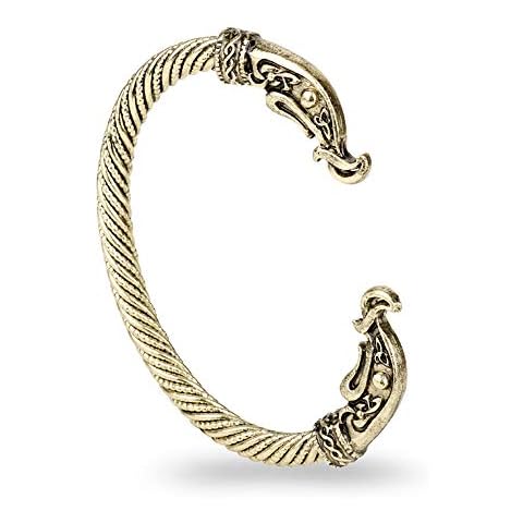 LH&BD Teen Wolf Dragon Head Bracelet Fashion Accessories Vintage Viking Bracelet Men Jewelry Wristband Cuff Bangles for Women,Gold Cover