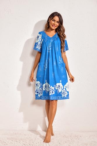 Image of Ekouaer Womens House Dress Floral Print Nightgown with Pockets Mumu Dress