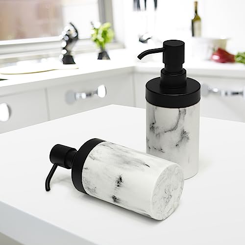 Suanti 890081 2 Pcs Bathroom Marble Soap Dispenser Set-Marble Wide Open, Refillable Liquid Circular Marble Decorative Soap Dispenser For Bathroom Countertop & Kitchen Home Decor thumb #2
