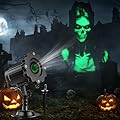Halloween Projector Lights Outdoor Indoor - 3D Dynamic Green Skull Ghost Projector Decorations Lights, Waterproof Halloween Light for Window, Ground, Roof, Wall,Cemetery, Halloween Decor
