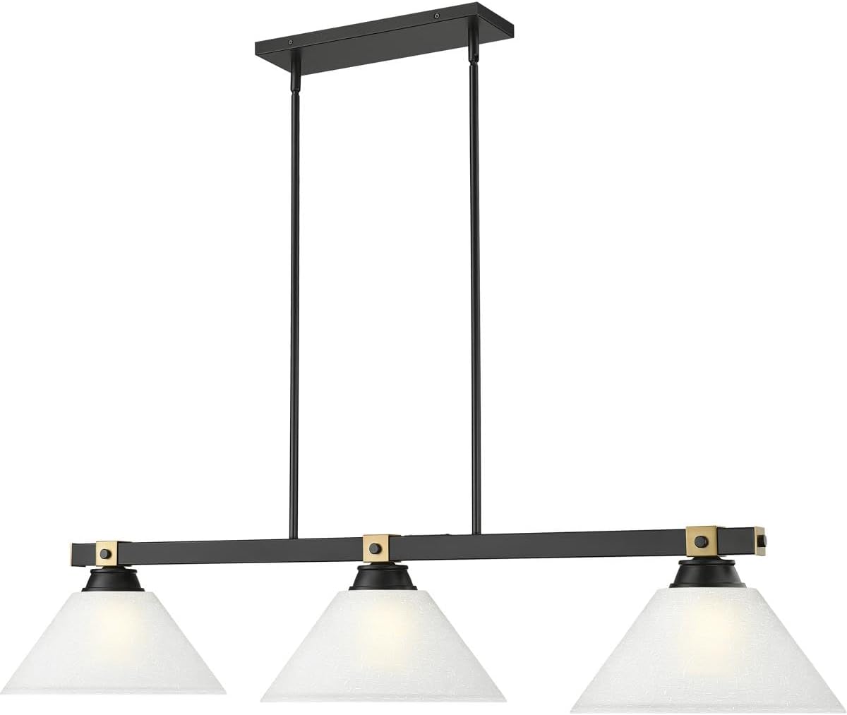 Bronte Three Light Billiard Matte Black + Rubbed Brass