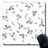  Mousepads Summer Watercolor Bicycles Flowers Art Bike Retro Blue Bicycle Basket White Isolation Vintage Oblong Shape 7.9 x 9.5 Inches Oblong Gaming Mouse Pad Non-Slip Mouse Mat