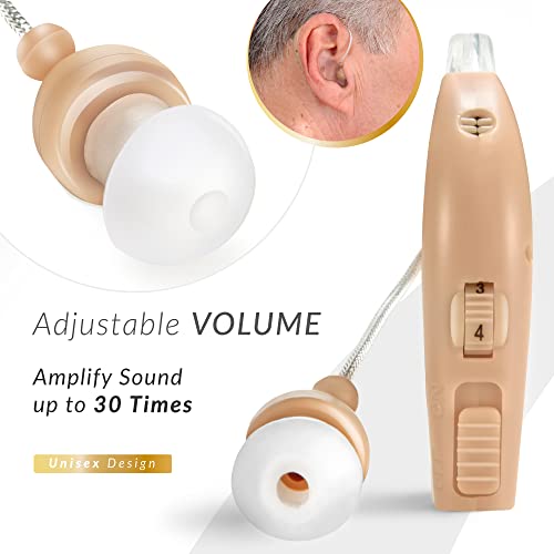 MSA PRO Sound Amplifier, Amplifies Sound by 30 Times, Up to 20 Hours Continuous Use, Lightweight, Nearly Invisible, Adjustable Volume, Fast Charging, Nude, 2ct