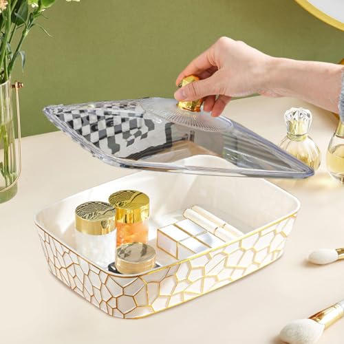 Plateau de collation réutilisable 36.8cm avec couvercle, range-plat transparent pour table ordonnée - 4