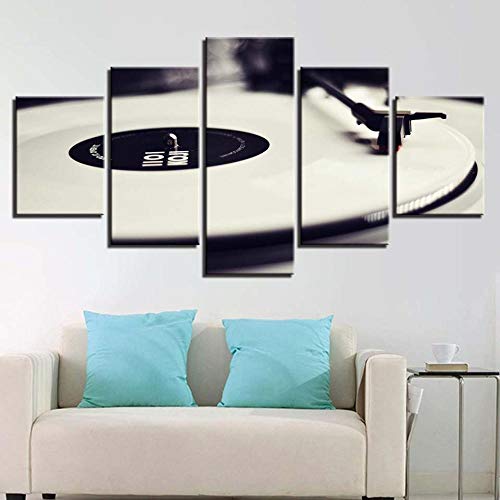 Image sur verre et toile gramophone blanc impression moderne 5 pièces - 2