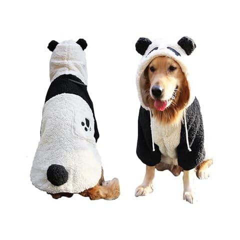 FLAdorepet Halloween Large Dog Panda Costume Outfits Winter Warm Pet Jacket Coat Funny Clothes for Medium Large Dog Labrador Husky Beagle (Panda, 30(Fit:80-90lb)) Cover