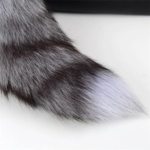 Image of 15.75 Inch Long Fluffy Faux Fur Tail Keychain, Fake Animal Tails for Handbags Backpacks Charm Tassel Ornaments (Light Grey)