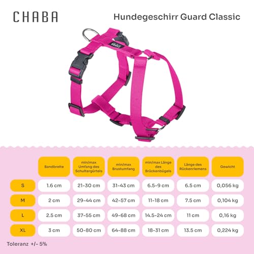 Chaba Guard Hundegeschirr für mittelgroße Hunde mit Kontrolle, Anti-Zug & Würgen, Verstellbar, Komfortabel und Leicht, Classic Step-in Brustgeschirr, Laufgeschirr, Dog Harness, Größe L, Fuschia