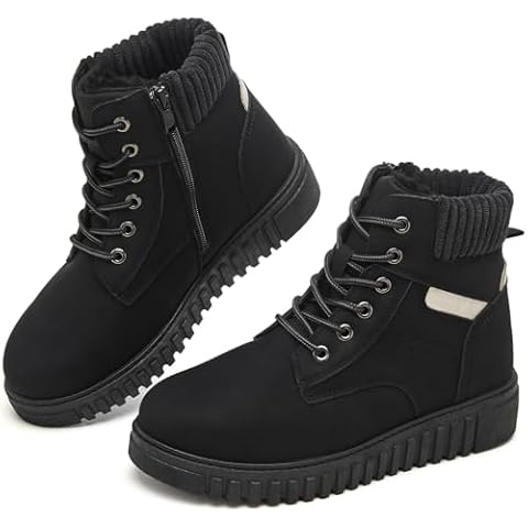 Shupua Women's Ankle Boots & Booties Waterproof Boots for Women Black Hiking Boots Women Combat Non Slip Snow Boots for Outdoor Work(Black.us7) Cover