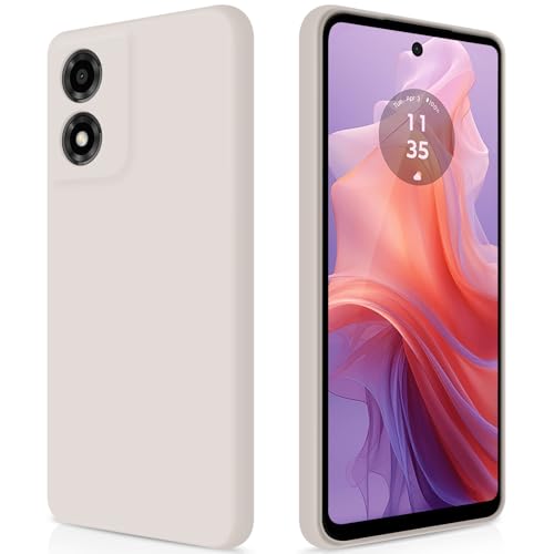 GiiYoon Case Compatible with Motorola Moto E14 Silky-Soft Touch Full-Body Protective Phone Silicone Case Shockproof Cover with Microfiber Lining off white